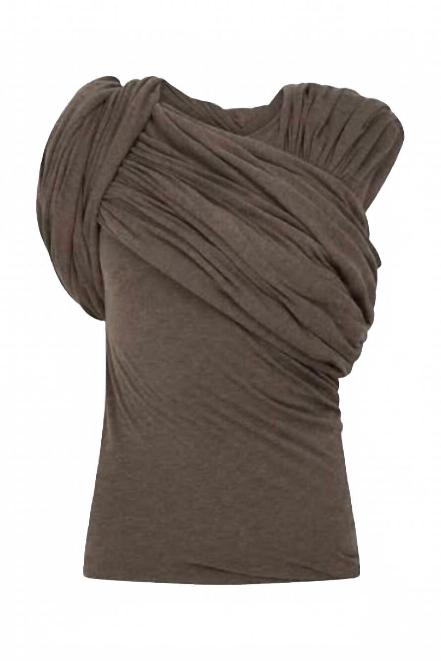 NEW RICK OWENS women's harness t draped top in fawn